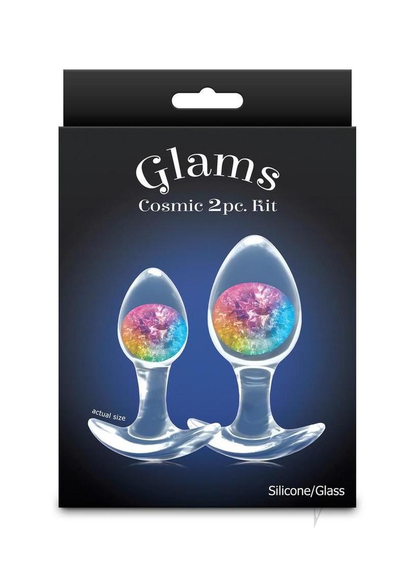 Cosmic Glams Silicone Anal Plug Kit (2pc Set) - Rainbow