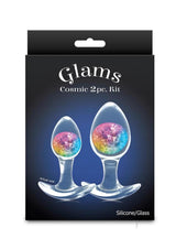 Cosmic Glams Silicone Anal Plug Kit (2pc Set) - Rainbow