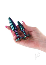 Rear Assets Tapered Trainer Chrome Plated Anal Plugs Kit (3pc Set) - Multicolor