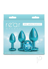 Rear Assets Tapered Trainer Chrome Plated Anal Plugs Kit (3pc Set) - Teal
