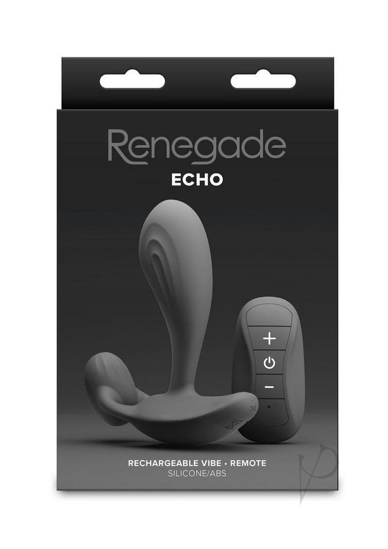 Renegade Echo Rechargeable Silicone Prostate Massager with Remote Control - Black