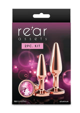 Rear Assets Tapered Trainer Chrome Plated Anal Plugs Kit (3pc Set) - Rose Gold