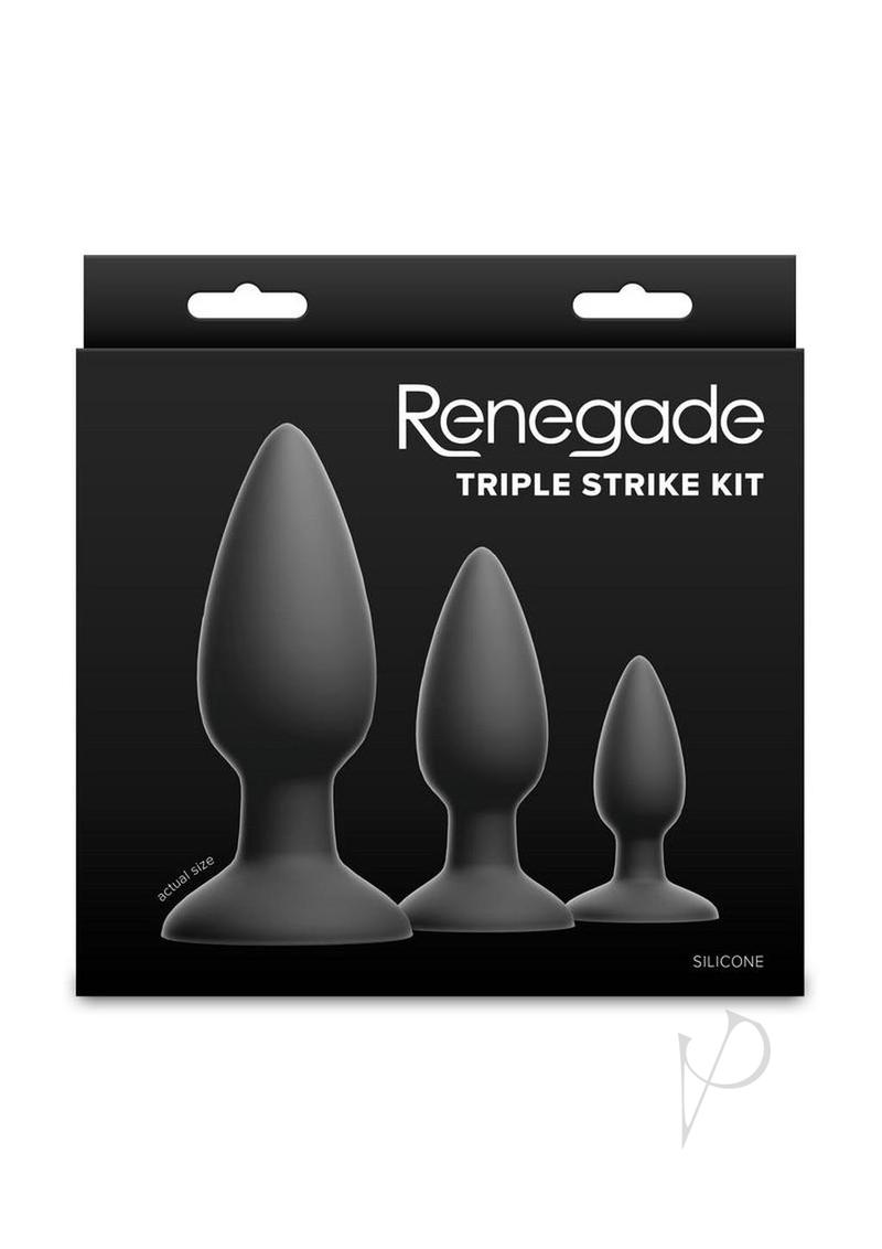 Renegade Triple Strike Silicone Anal Plug Kit (3pc Set) - Black