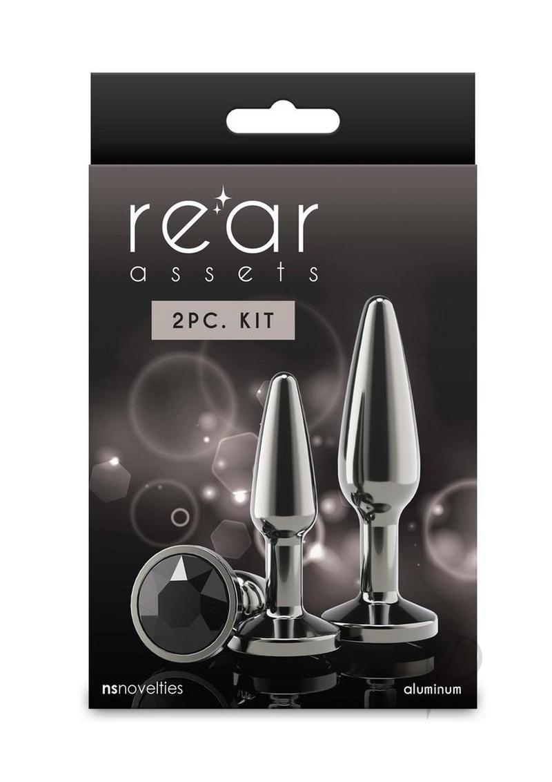 Rear Assets Tapered Trainer Chrome Plated Anal Plugs Kit (2pc Set) - Gray