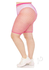 Leg Avenue Plus Size Industrial Net Biker Shorts - 1X-2X - Pink