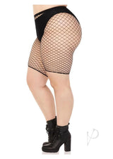 Leg Avenue Plus Size Industrial Net Biker Shorts - 1X-2X - Black