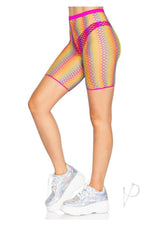 Leg Avenue Ombre Rainbow Woven Net Biker Shorts - OS - Multicolor