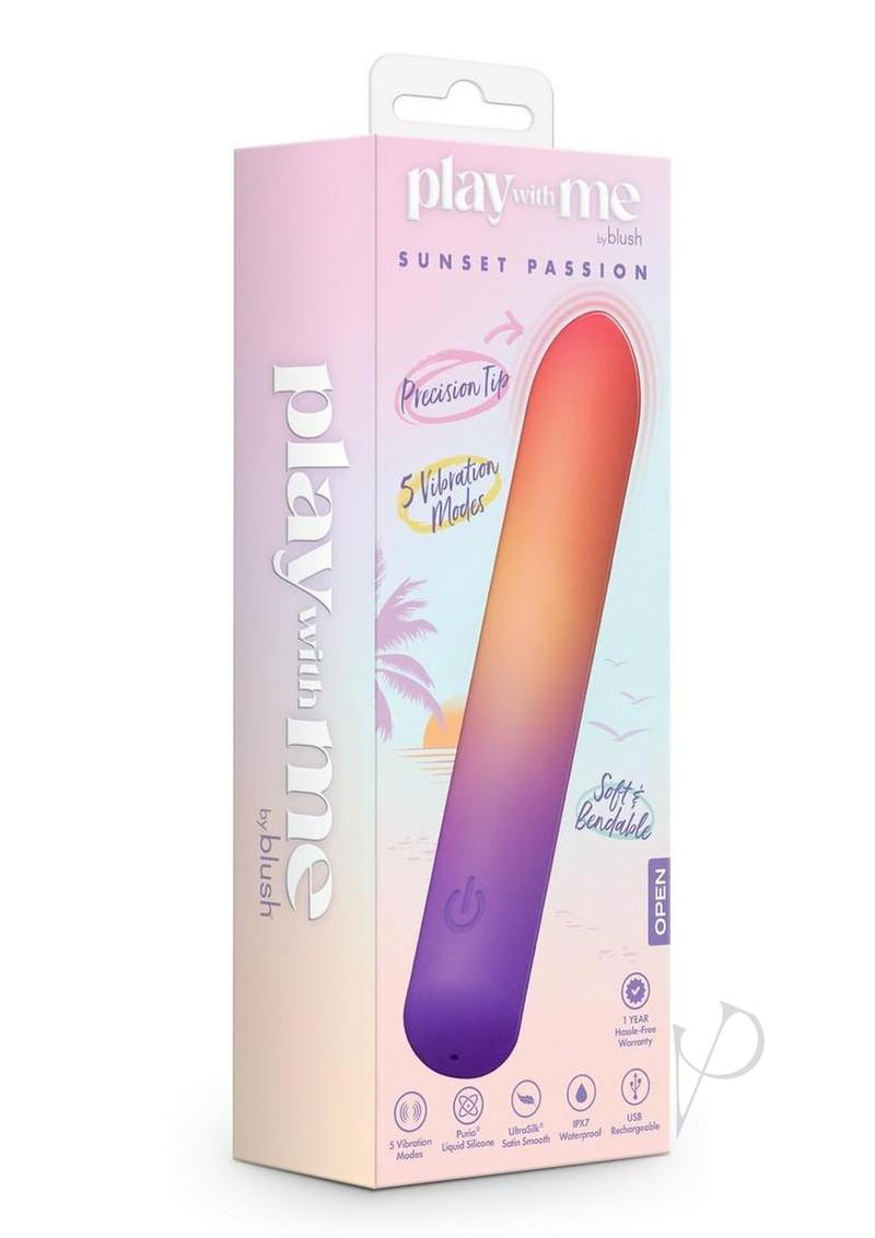 Play With Me Sunset Passion Rechargeable Silicone Vibrator - Orange/Purple