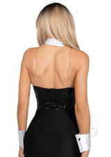 Leg Avenue Tuxedo Kit Includes Bow Tie Collar and Cuffs (2 Piece) - White/Black