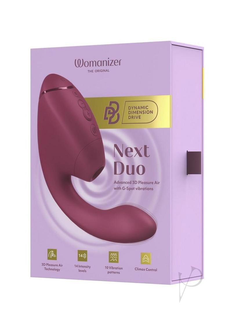 Womanizer Next Duo Rechargeable Silicone Dual G-Spot and Clitoral Stimulator - Dark Pink