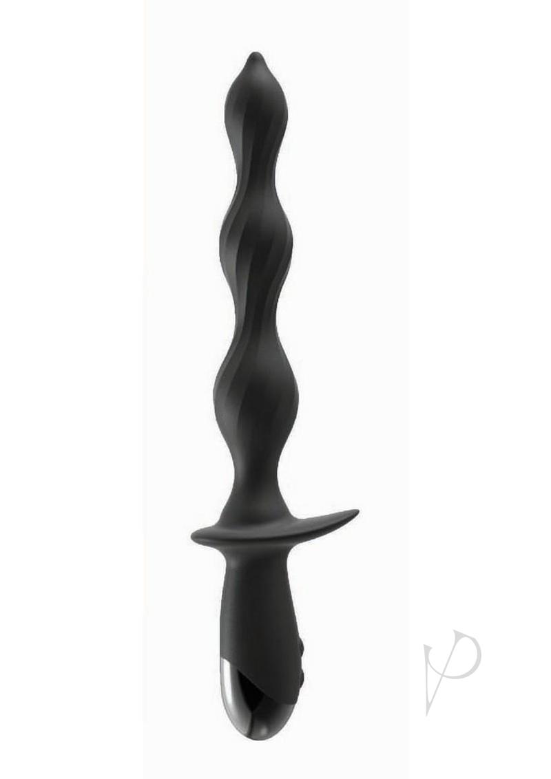 Ass-Sation Deep Dive Contoured Wand Rechargeable Silicone Anal Probe - Black