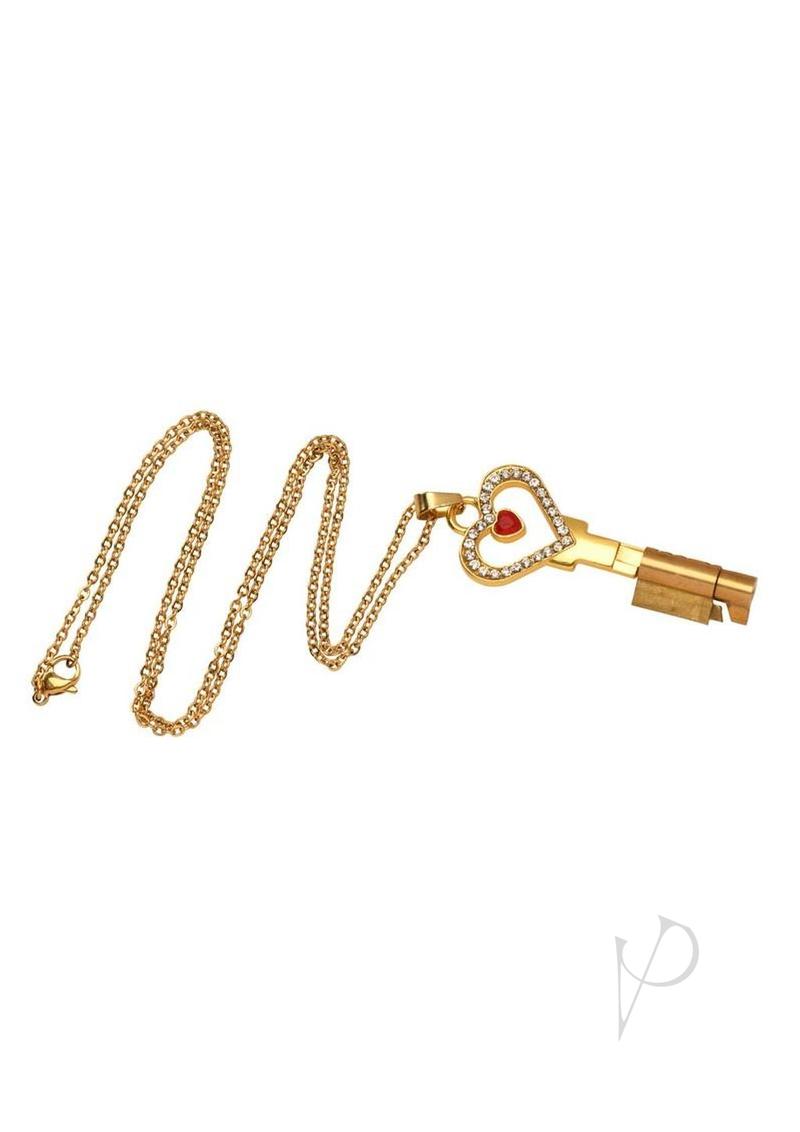 Master Series Possession Chastity Key Necklace - Gold/Red