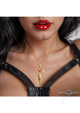 Master Series Possession Chastity Key Necklace - Gold/Red