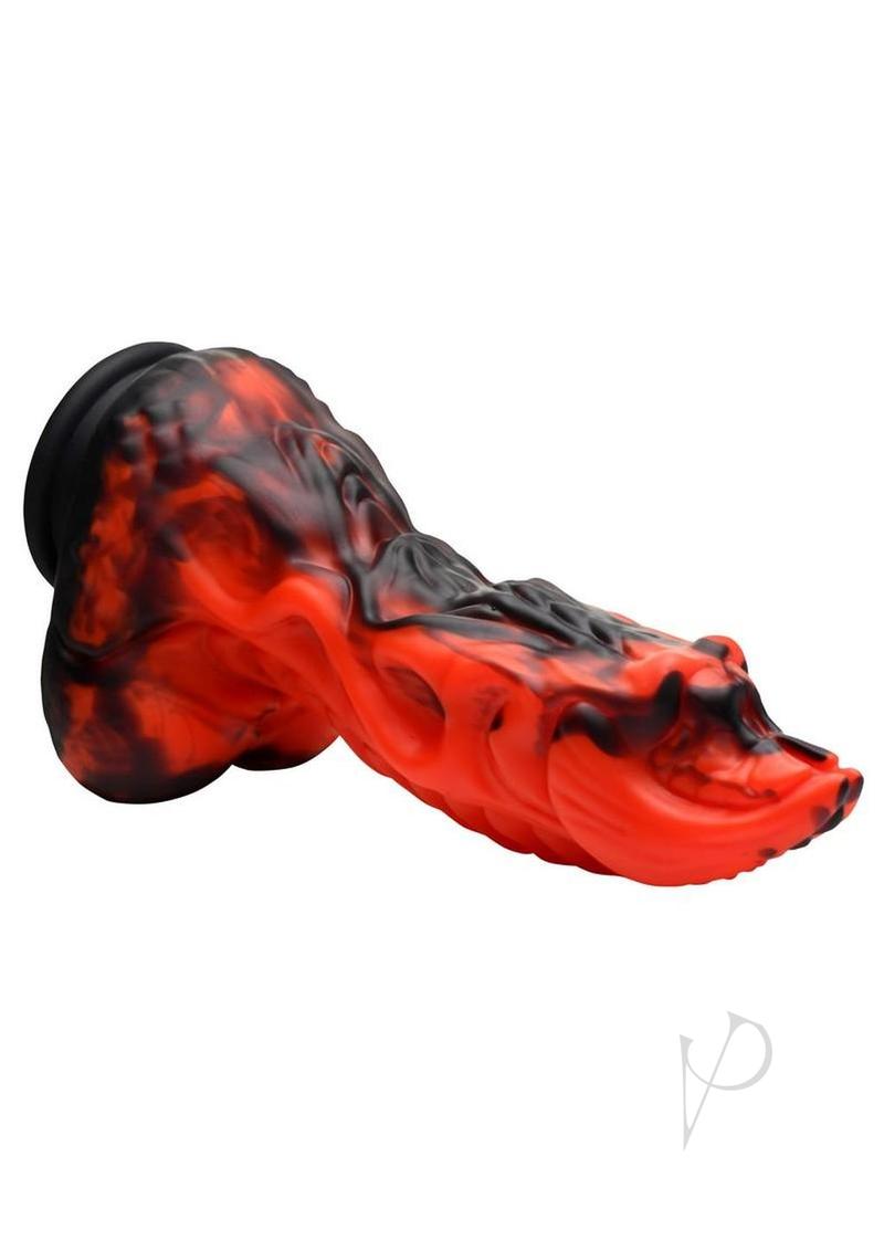 Dragon Thrust Rechargeable Silicone Thrusting and Vibrating Dildo - Red/Black