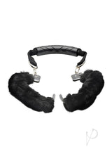Master Series The Handler Furry Handcuffs with Handle - Black/Silver