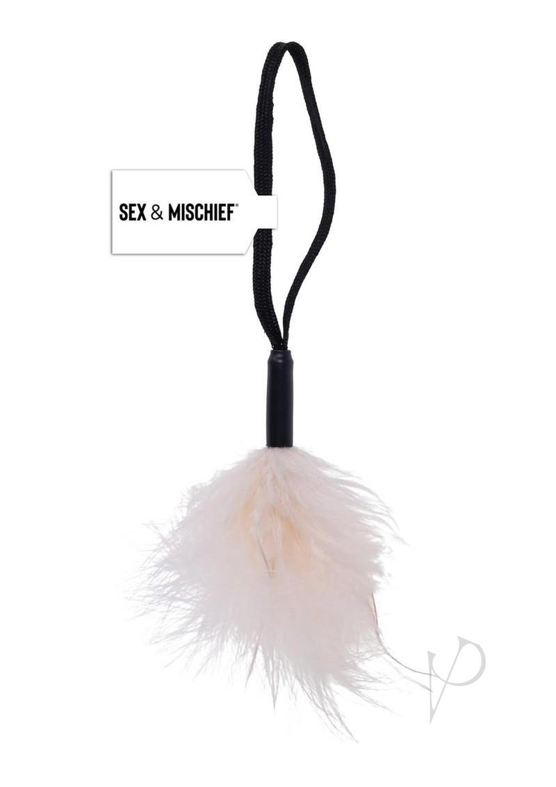 Sex and Mischief Peaches N CreaMe Wrist Feather Tickler - Vanilla/Black