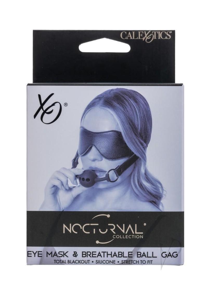 Nocturnal Collection Eye Mask and Breathable Ball Gag - Black
