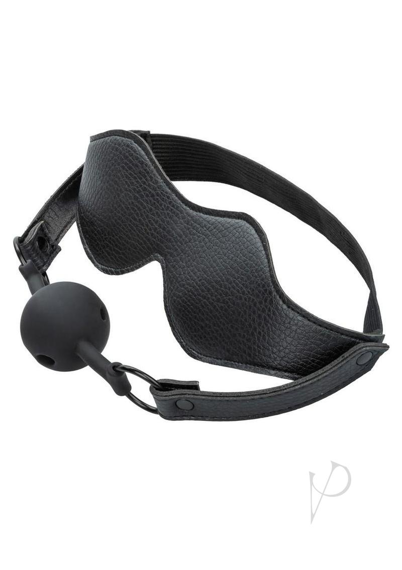 Nocturnal Collection Eye Mask and Breathable Ball Gag - Black