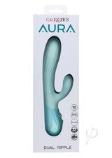 Aura Dual Ripple Rechargeable Silicone Rabbit Vibrator - Blue
