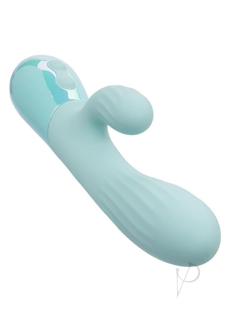 Aura Dual Ripple Rechargeable Silicone Rabbit Vibrator - Blue