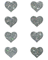 Pastease Premium Mini Glitter Hearts - Silver Pack of 8