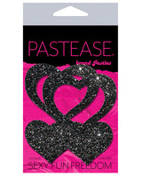 Pastease Premium Glitter Peek a Boob Hearts - Black O/S