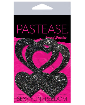 Pastease Premium Glitter Peek a Boob Hearts - Black O/S