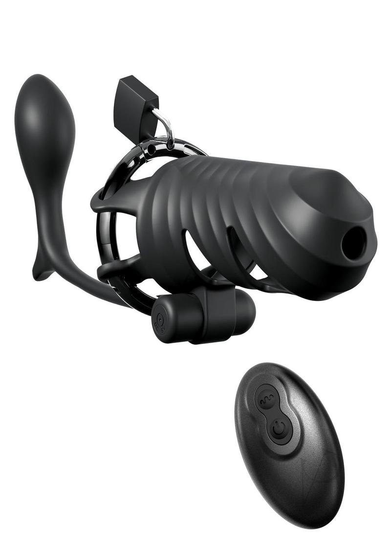 Fantasy C-Ringz Remote-Controlled Vibrating Cock Blocker with Ass-Gasm Plug - Black