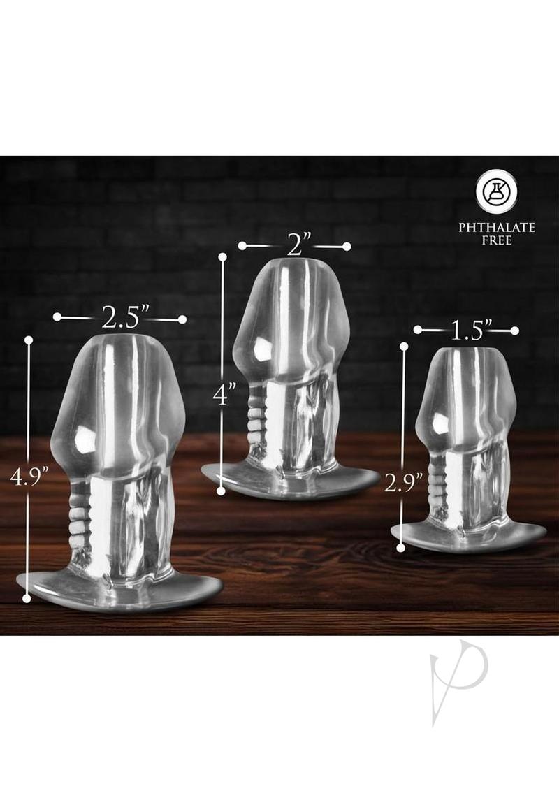 Master Series Dicked Hollow Anal Plug Set (3 Piece) - Clear