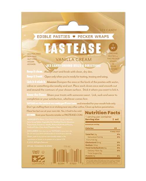 Pastease Tastease Edible Pasties & Pecker Wraps - Sweet Cream O/S