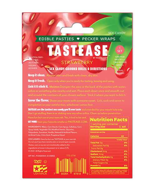 Pastease Tastease Edible Pasties & Pecker Wraps - Strawberry O/S