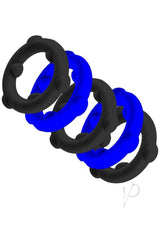 Oxballs Gearheads Silicone Spinner Cock Rings (5 Pack) - Blue/Black