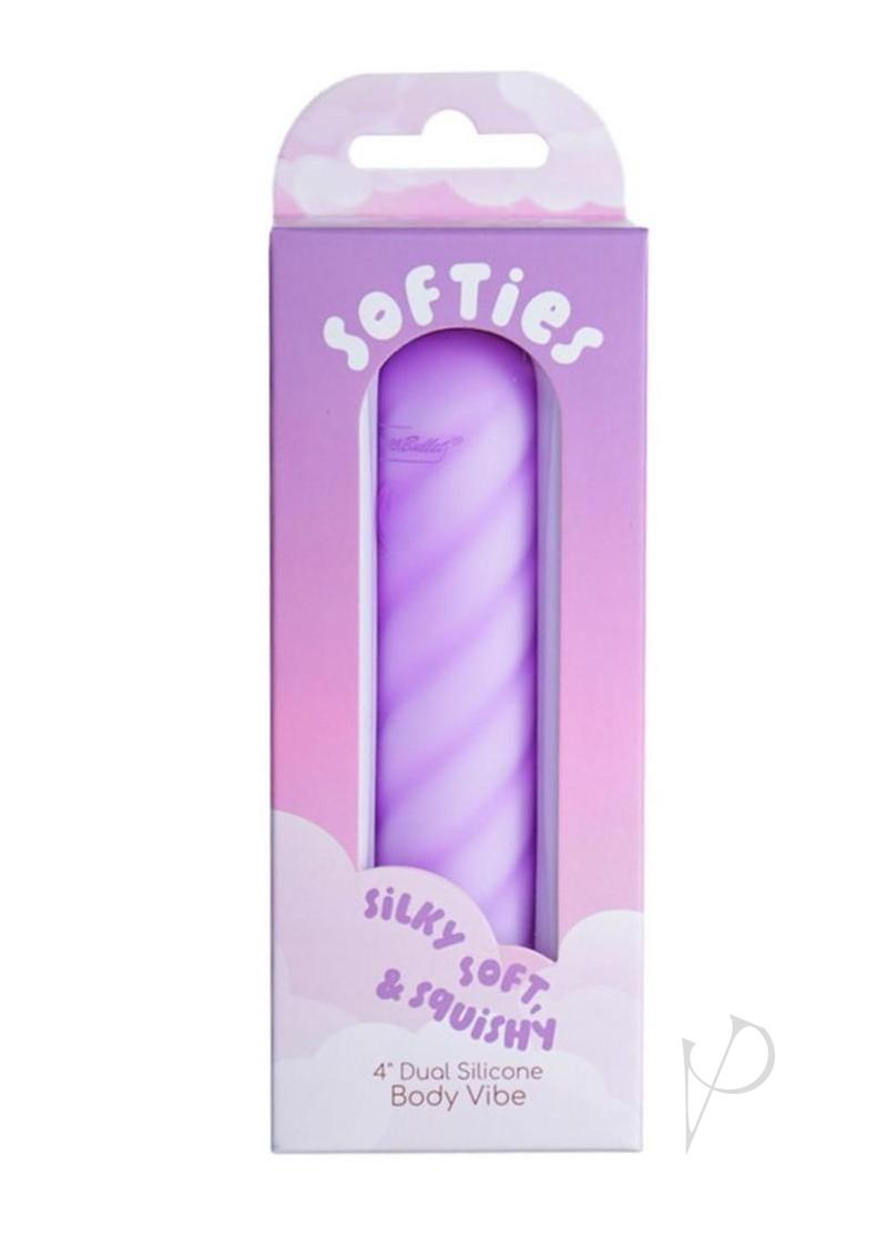 Softies Dual Silicone Rechargeable Body Bullet Vibrator 4in - Purple