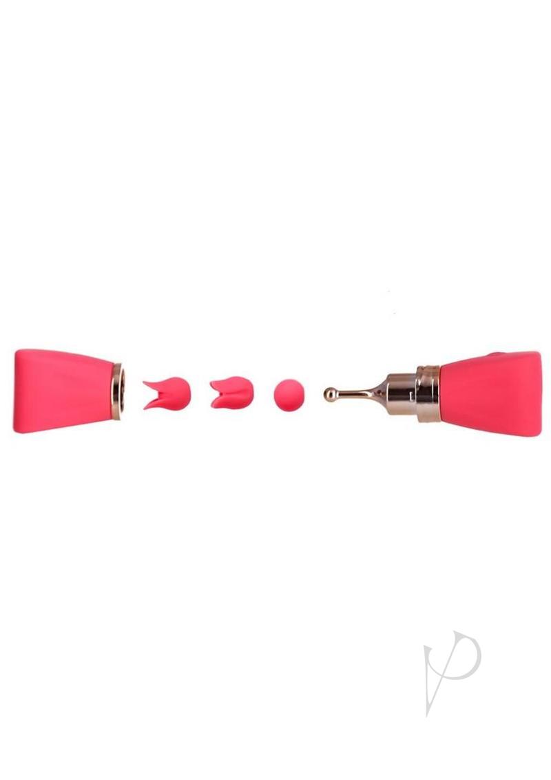 M`Lady Pinpoint Silicone Rechargeable Bow Tie Wand - Coral