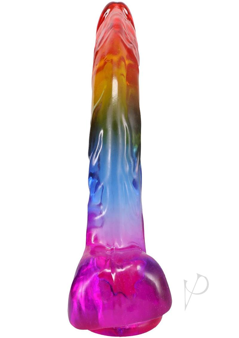 Crystal Jellies Realistic Dildo with Balls 9.5in - Rainbow