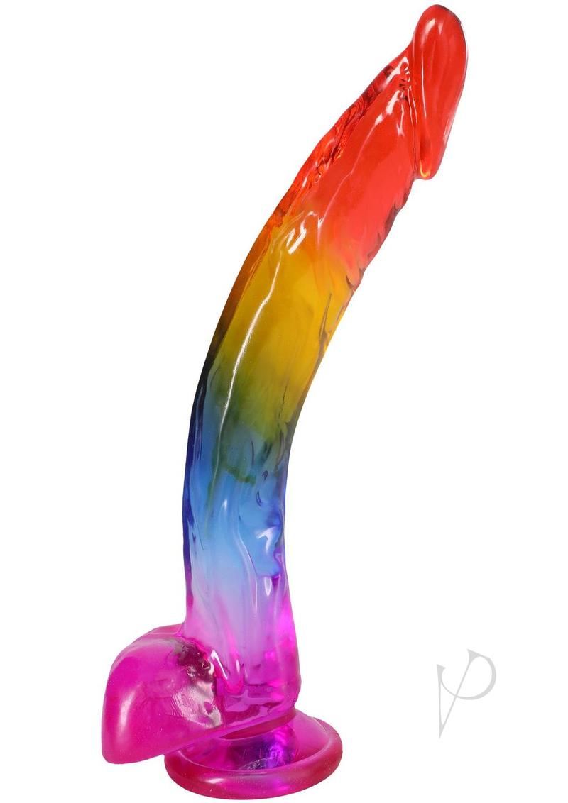Crystal Jellies Realistic Dildo with Balls 9.5in - Rainbow