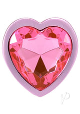 Booty Bling Heart Diamond Jeweled Wearable Metal Plug - Small - Pink