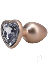Booty Bling Heart Diamond Jeweled Wearable Metal Plug - Small - Gold