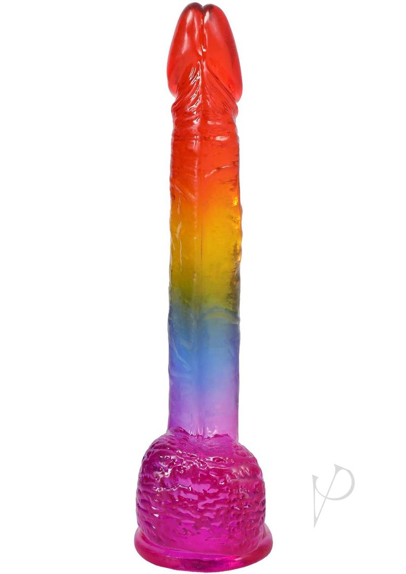 Crystal Jellies Realistic Dildo with Balls 8.5in - Rainbow
