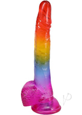 Crystal Jellies Realistic Dildo with Balls 8.5in - Rainbow