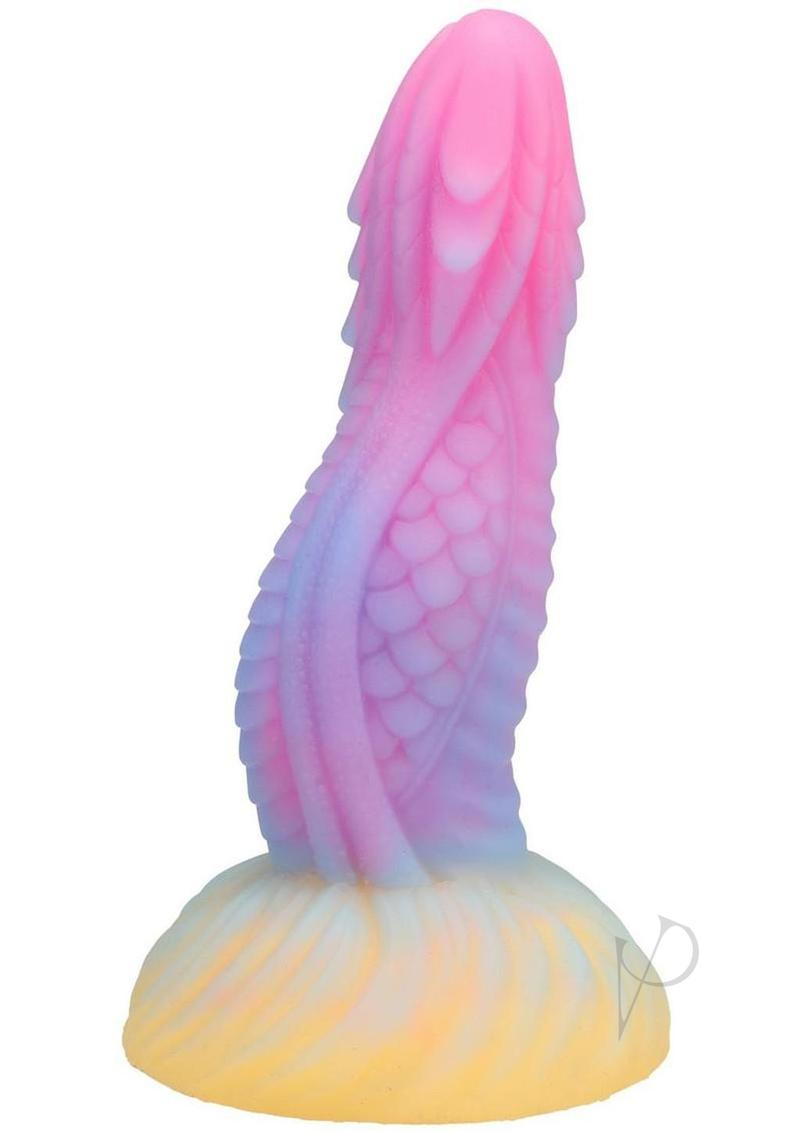 Vac-U-Lock Fantasy Fuckers Dragon`s Tongue Glow in the Dark Silicone Dildo - Multicolor