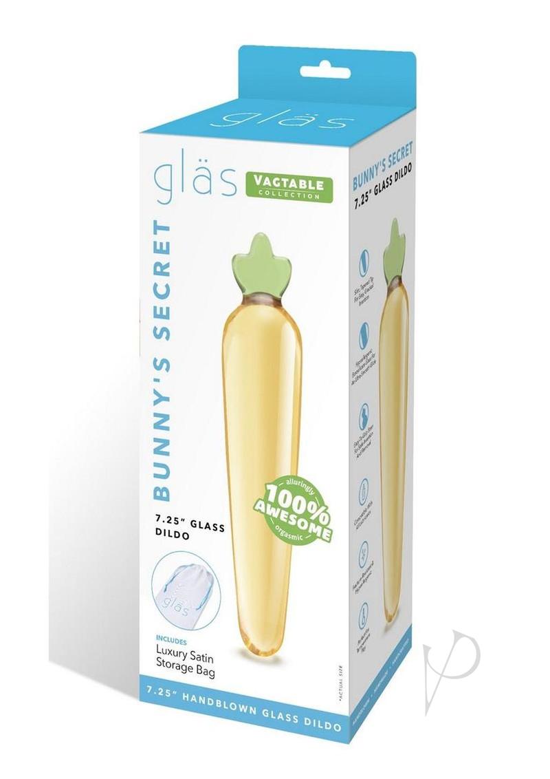Glas Bunny`s Secret Glass Dildo 7.25in - Yellow/Green