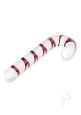 Glas Candy Cane Dream Glass Dildo 7.5in - Clear/Red