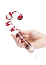 Glas Candy Cane Dream Glass Dildo 7.5in - Clear/Red