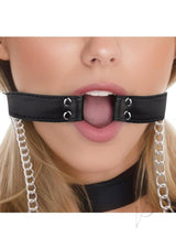 Lux Fetish Open Mouth Gag With Nipple Clips - Black