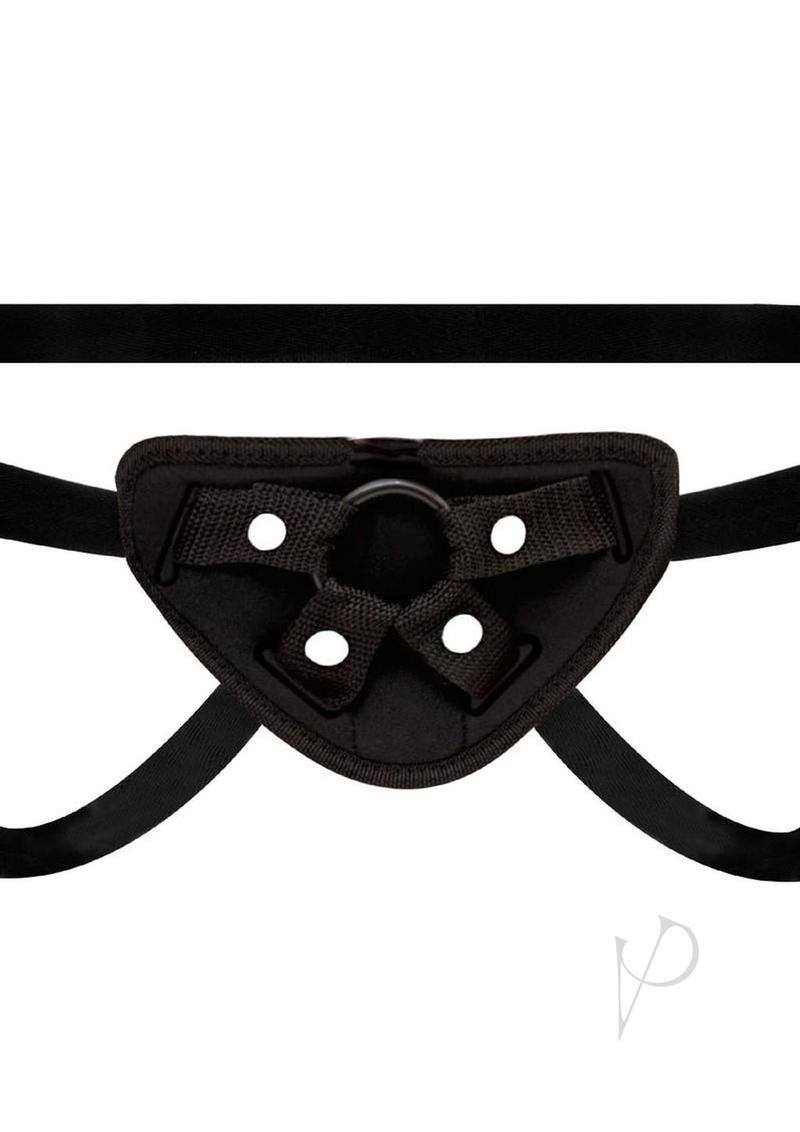Lux Fetish Vibrating Strap-On Dildo Set 9.5in - Black/Vanilla
