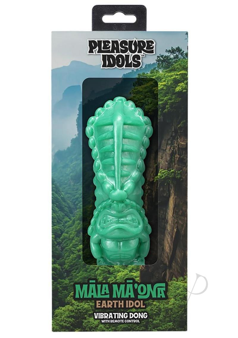 Polynesian Pleasure Idols Mala Ma`ona Earth Idol Rechargeable Silicone Vibrating Dildo with Remote Control - Green