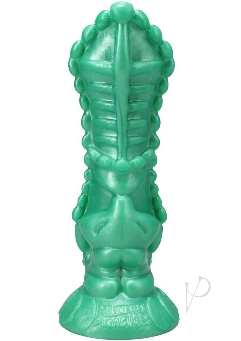 Polynesian Pleasure Idols Mala Ma`ona Earth Idol Rechargeable Silicone Vibrating Dildo with Remote Control - Green
