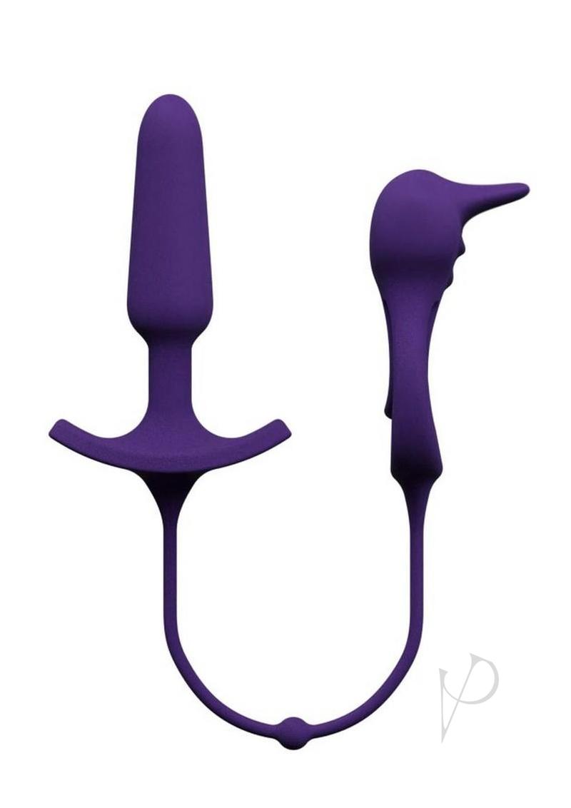 VeDo Humper Rechargeable Silicone Dual C-Ring with Anal Plug 5in - Purple