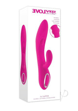 G-Tapper Rechargeable Silicone Double Tapping Rabbit Vibrator with Clitoral Stimulator - Pink